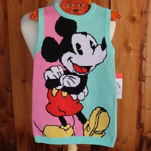 Disney Mickey Mouse Pastel Sleeveless Knit Kids Sweater Dress